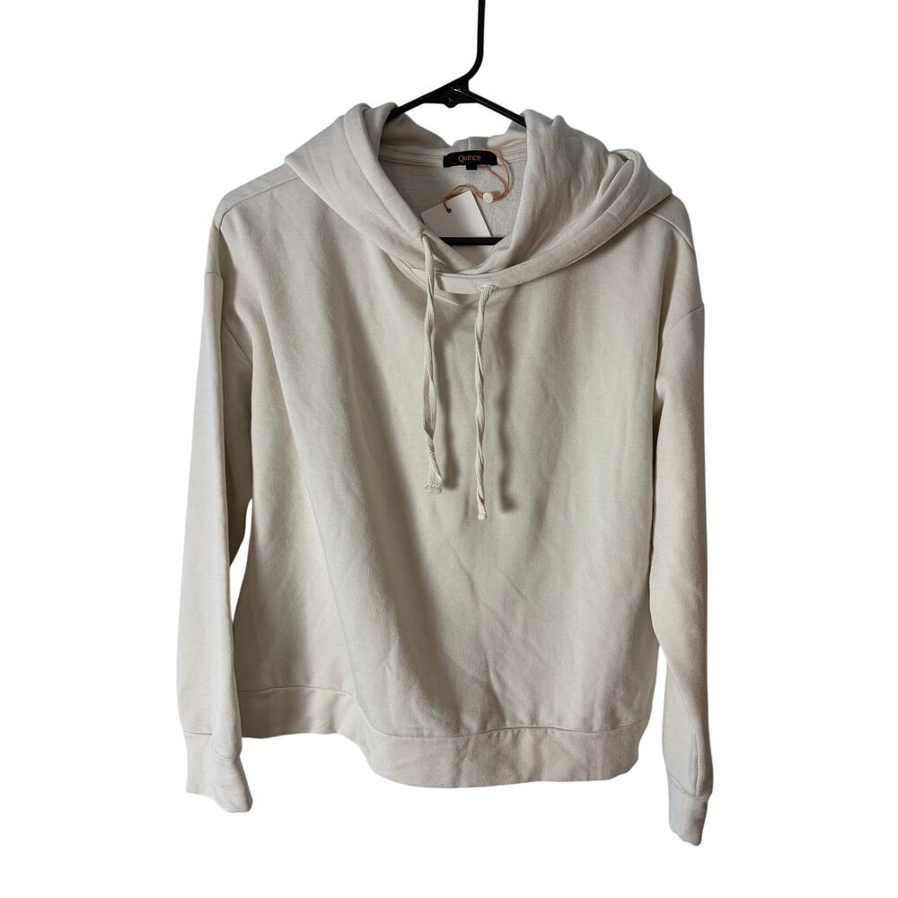 Quince Supersoft Fleece Pullover Hoodie Ivory Tencel Modal S NWT Boxy Cozy